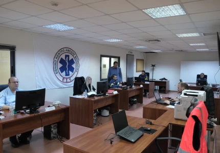 Επίσκεψη Υπουργού Υγείας Βασίλη Κικίλια και Υφυπουργού Πολιτικής Προστασίας και Διαχείρισης Κρίσεων Νίκου Χαρδαλιά στο ΕΚΑΒ