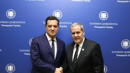 Συνάντηση του Υπουργού Υγείας Άδωνι Γεωργιάδη με τον νεοεκλεγέντα πρόεδρο του ΠΙΣ Κωνσταντίνο Κουτσόπουλο