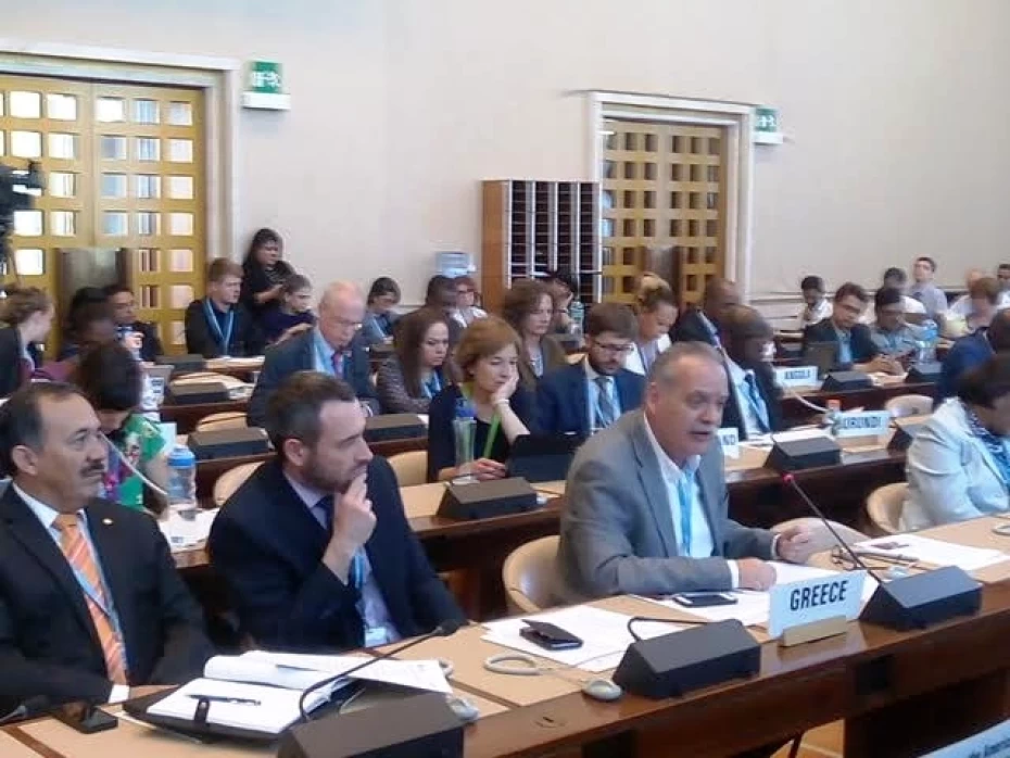 Παρέμβαση του ΓΓΔΥ Γ. Μπασκόζου σε στρογγυλή τράπεζα για την ανοσοποίηση, στο πλαίσιο της 70ης  Παγκόσμιας Συνέλευσης του ΠΟΥ 