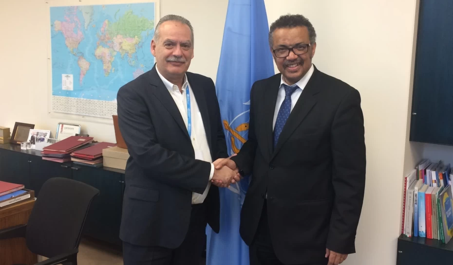 Συνάντηση του ΓΓΔΥ Ιωάννη Μπασκόζου με τον Γενικό Διευθυντή του Π.Ο.Υ. Δρ Tedros Adhanom Ghebreyesus 