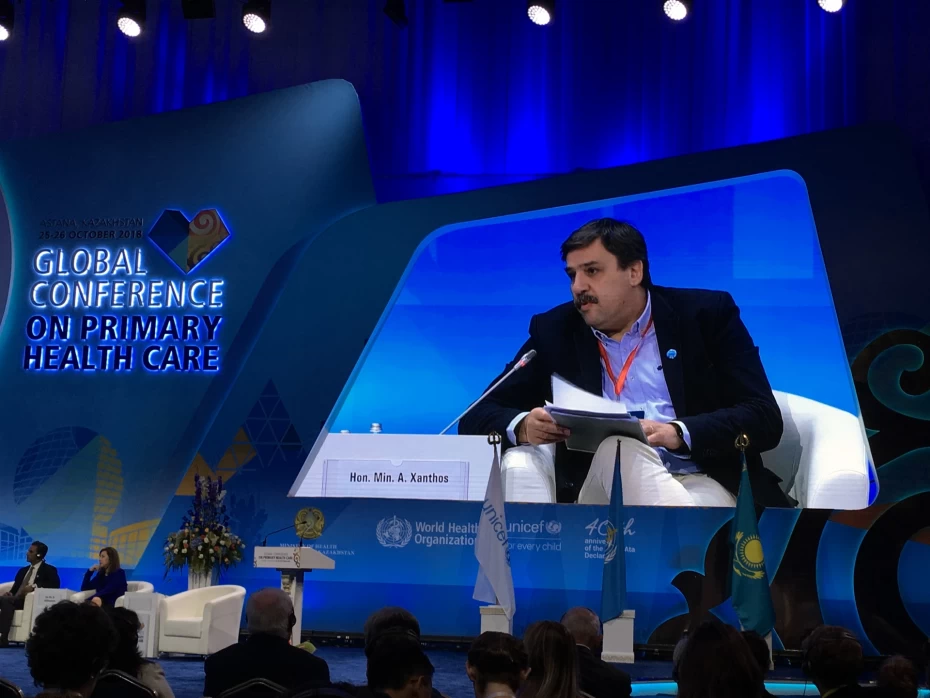Η εισήγηση του υπουργού Υγείας, Α.Ξανθού στην Παγκόσμια Συνδιάσκεψη του ΠΟΥ με αφορμή τα 40 χρόνια από τη Διακήρυξη της Άλμα-Άτα