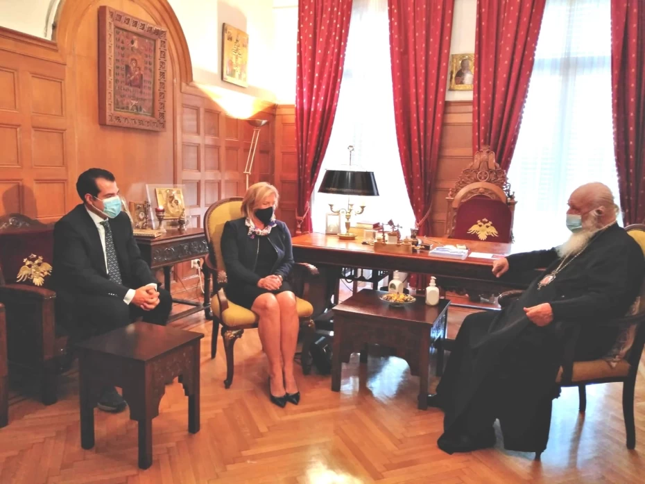 Συνάντηση του Υπουργού Υγείας Θ. Πλεύρη και της Αν. Υπουργού Μίνας Γκάγκα με τον Μακαριώτατο Αρχιεπίσκοπο κ.κ. Ιερώνυμο