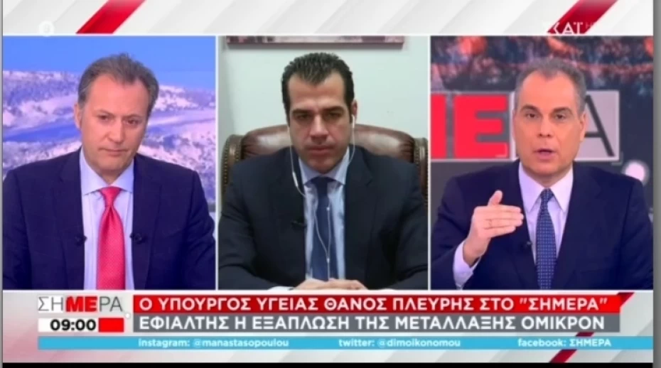 Συνέντευξη Υπουργού Υγείας Θάνου Πλεύρη στον Τ/Σ ΣΚΑΪ