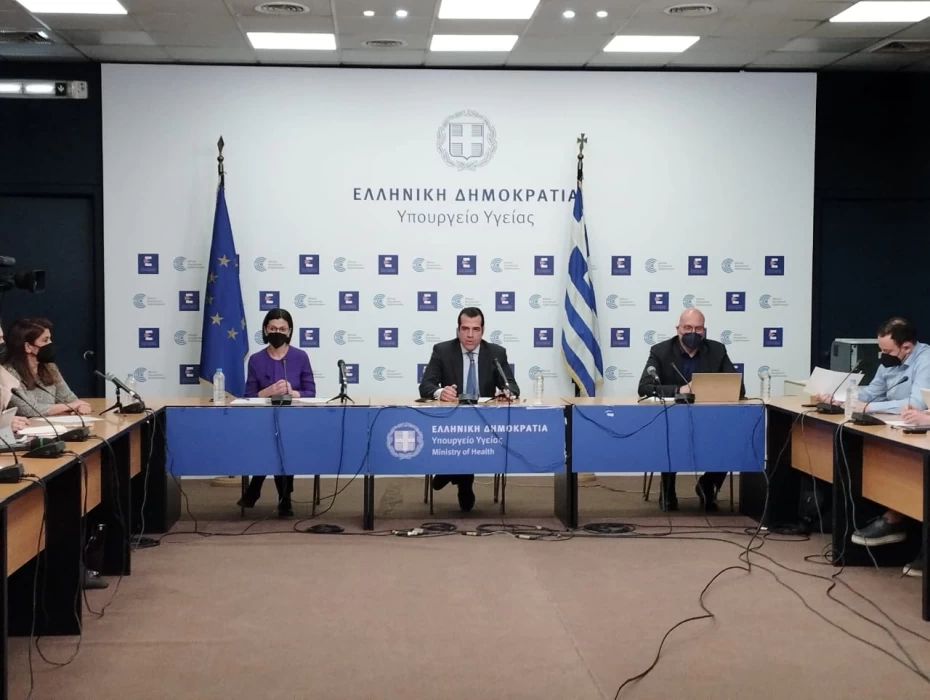 ΣΥΝΕΝΤΕΥΞΗ ΤΥΠΟΥ ΑΠΟ ΤΟΝ ΥΠΟΥΡΓΟ ΥΓΕΙΑΣ ΘΑΝΟ ΠΛΕΥΡΗ, ΤΗ ΓΓ ΔΗΜΟΣΙΑΣ ΥΓΕΙΑΣ ΕΙΡΗΝΗ ΑΓΑΠΗΔΑΚΗ, ΤΟΝ ΠΡΟΕΔΡΟ ΤΟΥ ΕΟΔΥ ΘΕΟΚΛΗ ΖΑΟΥΤΗ, ΤΗΝ ΚΑΘΗΓΗΤΡΙΑ ΠΑΙΔΙΑΤΡΙΚΗΣ ΛΟΙΜΩΞΙΟΛΟΓΙΑΣ ΒΑΝΑ ΠΑΠΑΕΥΑΓΓΕΛΟΥ ΚΑΙ ΤΟΝ ΕΠΙΚΟΥΡΟ ΚΑΘΗΓΗΤΗ ΕΠΙΔΗΜΙΟΛΟΓΙΑΣ ΓΚΙΚΑ ΜΑΓΙΟΡΚΙΝΗ