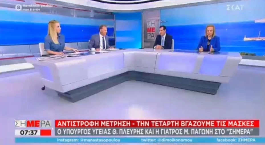 Συνέντευξη Υπουργού Υγείας Θάνου Πλεύρη στον ΣΚΑΪ