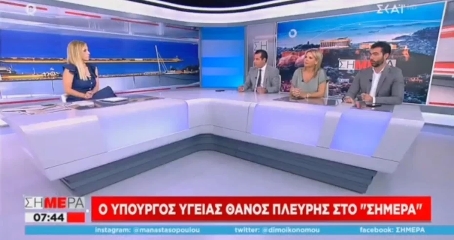 Συνέντευξη Υπουργού Υγείας Θάνου Πλεύρη στον ΣΚΑΪ