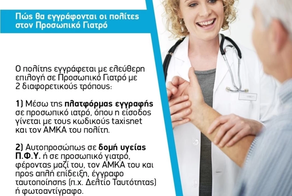 Προσωπικός Γιατρός: Ξεκινούν σήμερα οι εγγραφές των πολιτών