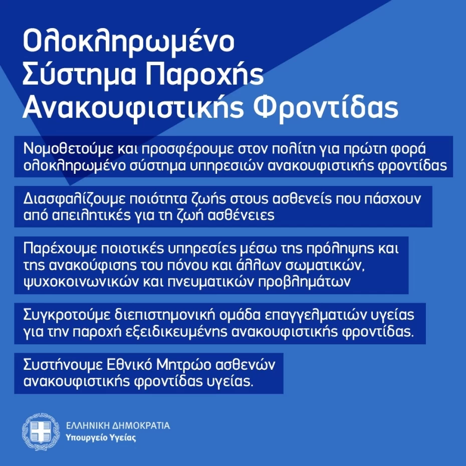 Κατατέθηκε στη Βουλή το νομοσχέδιο για την Ανακουφιστική Φροντίδα